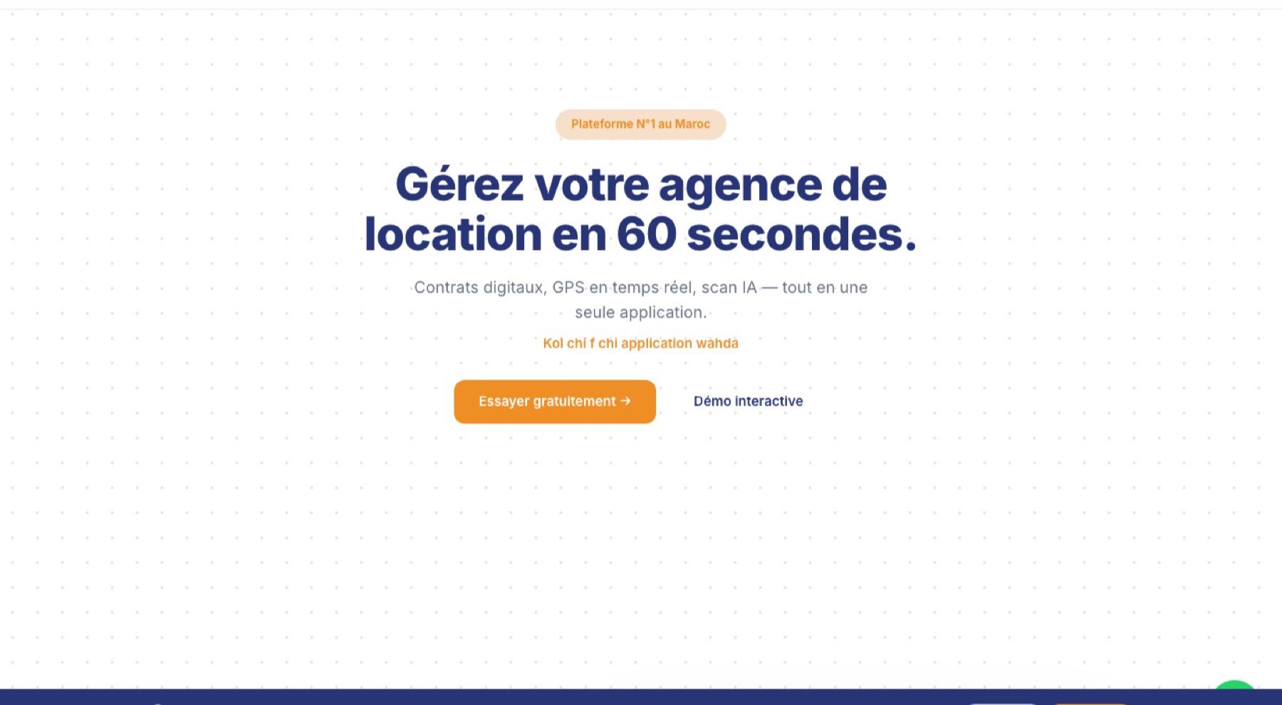 Homepage van Carwise met de belofte om een verhuurkantoor in 60 seconden te beheren